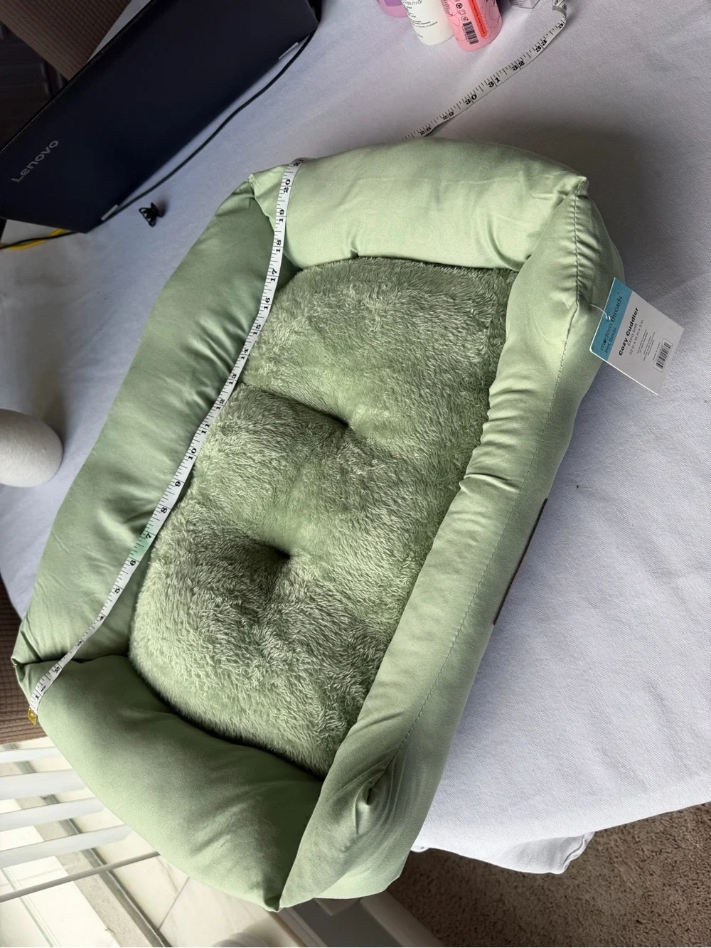 Cozy Cuddler Plush Pet Bed - Sage Green